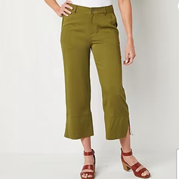 FRYE AND CO. Pants - Frye and Co. Womens Mid Rise Wide Leg Palazzo Pant in Olive Size Large